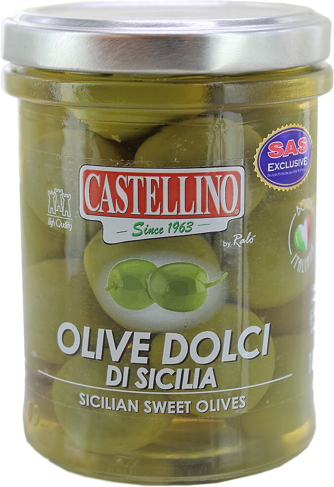 Green olives with pit "Castellino" 180g
