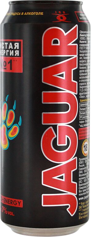 Энергетический газированный напиток, слабоалкогольный "Jaguar" 0.5л