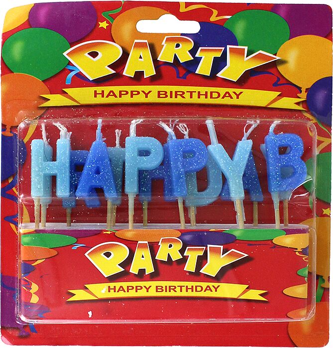 Свеча праздничная "Party Happy Birthday" 12шт