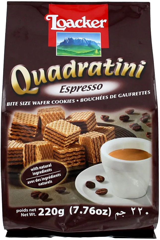 Վաֆլի՝ էսպրեսսոյի միջուկով «Loacker Quadratini Espresso» 220գ  