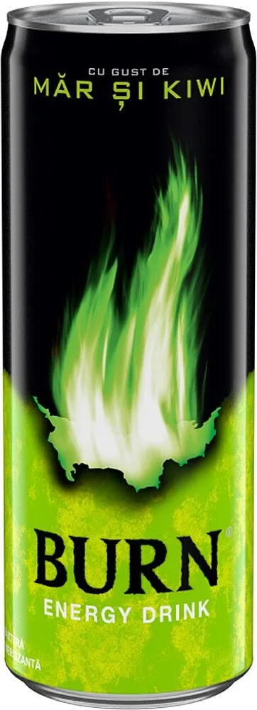 Energy carbonated drink "Burn" 250ml Apple & Kiwi