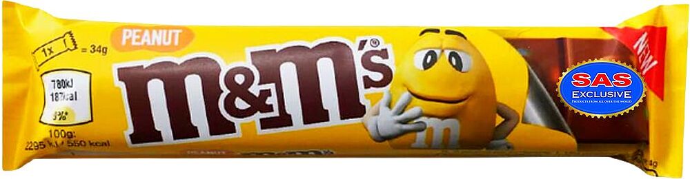 Շոկոլադե սալիկ գետնանուշով «M&M's» 34գ
