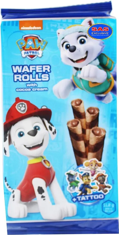 Wafer sticks with cocoa cream "Nickelodeon Paw Patrol" 150g
