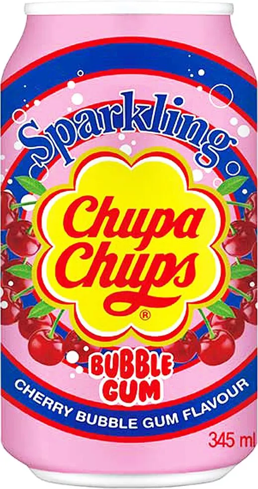 Refreshing carbonated drink "Chupa Chups" 345ml Cherry bubble gum
