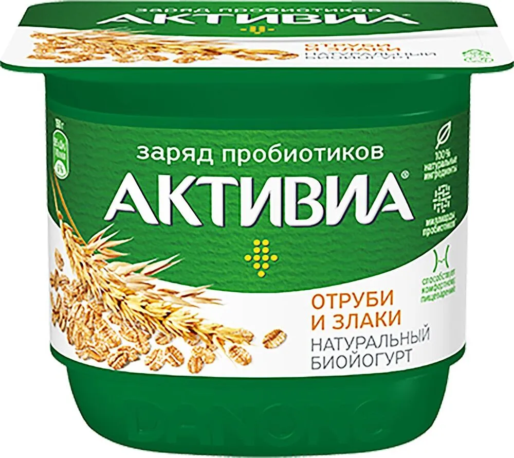 Բիոյոգուրտ թեփով և հացահատիկներով «Danone Активиа» 120գ, յուղայնությունը` 2.9%