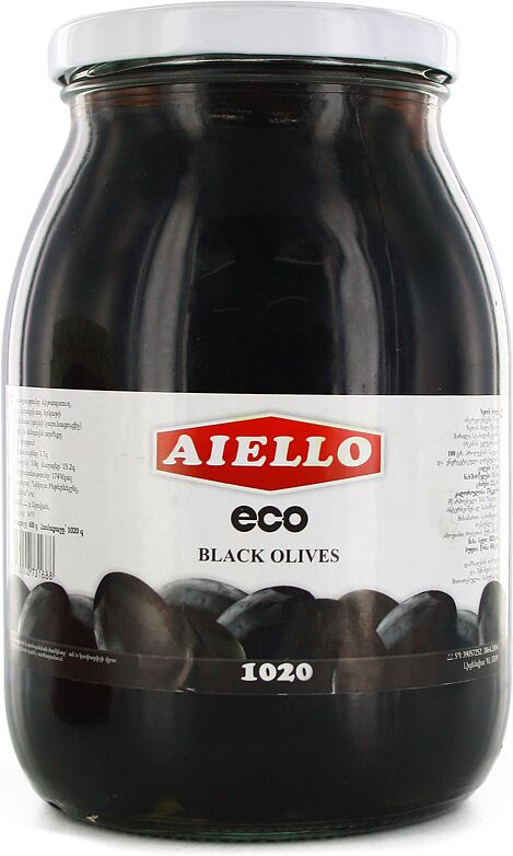 Оливки черные с косточкой "Aiello  Eco" 1020г 