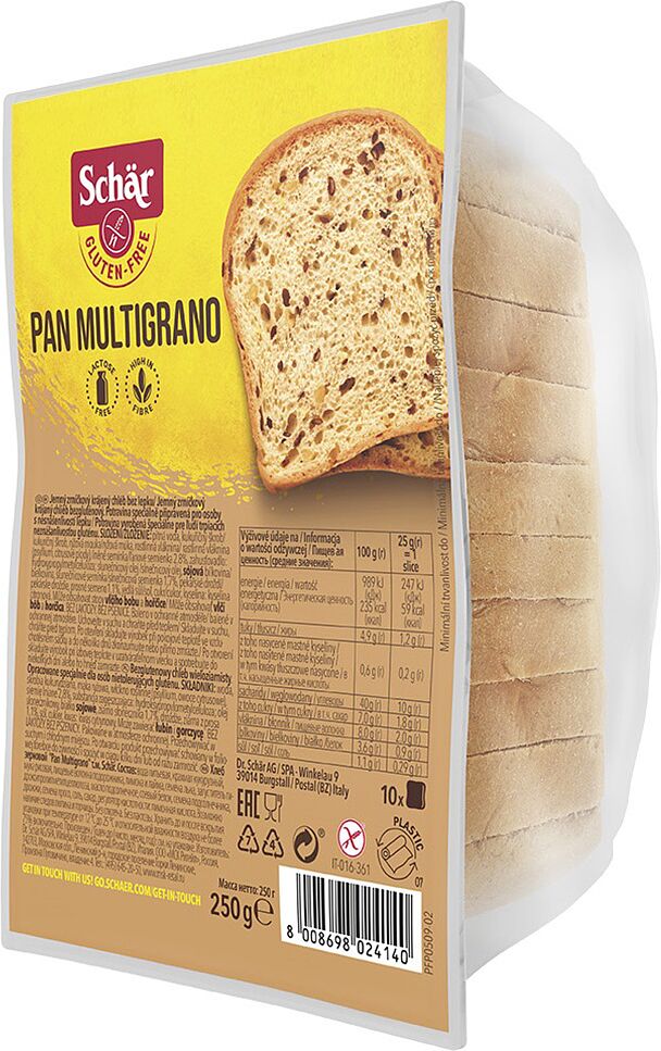 Bread gluten free "Schar Pan Multigrano" 250g