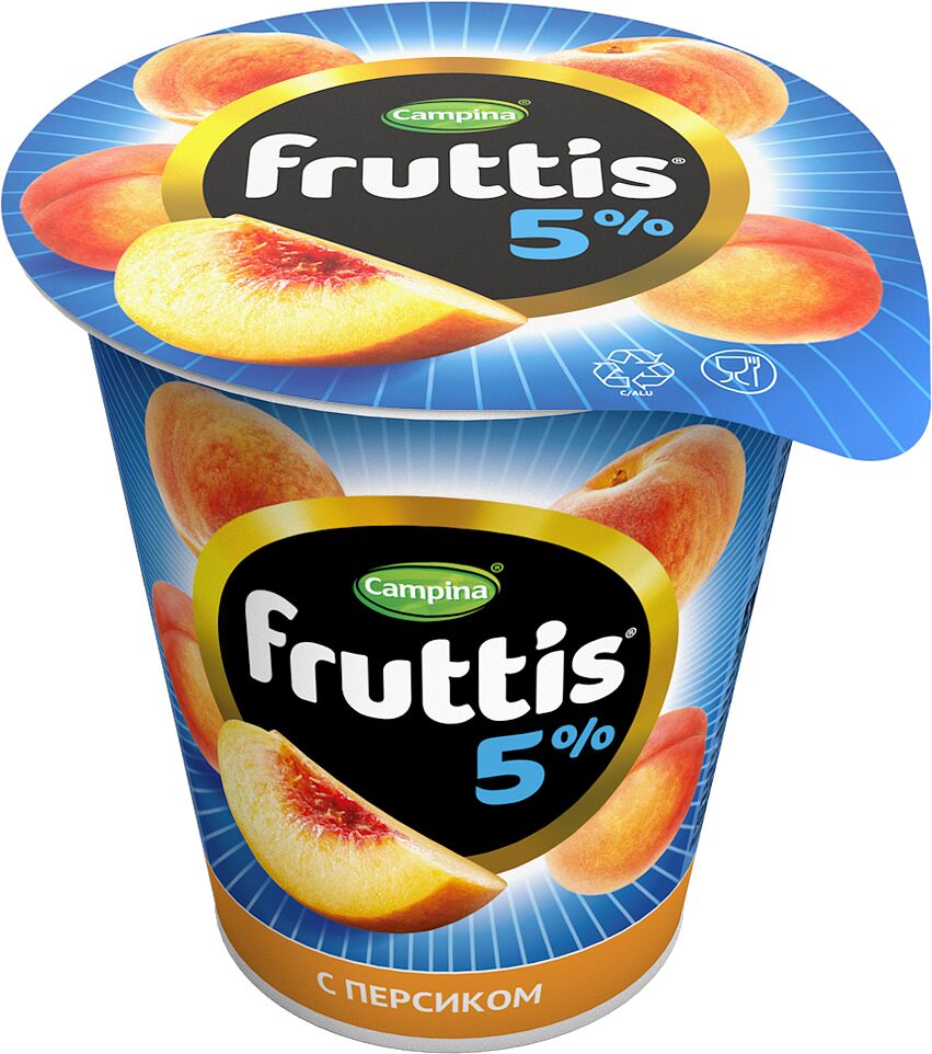 Йогуртный продукт с персиком "Campina Fruttis" 290г, жирность: 5%.  