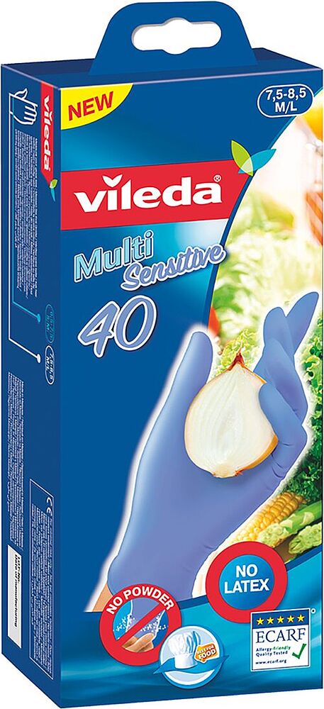 Перчатки резиновые "Vileda Multi Sensiive" M/L