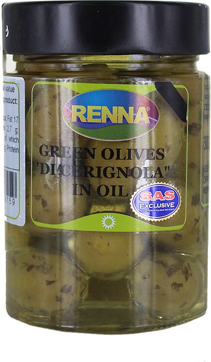 Оливки зеленые с косточкой "Renna" 180g