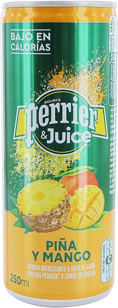 Refreshing carbonated drink "Perrier & Juice" 0.25l Pineapple & Mango