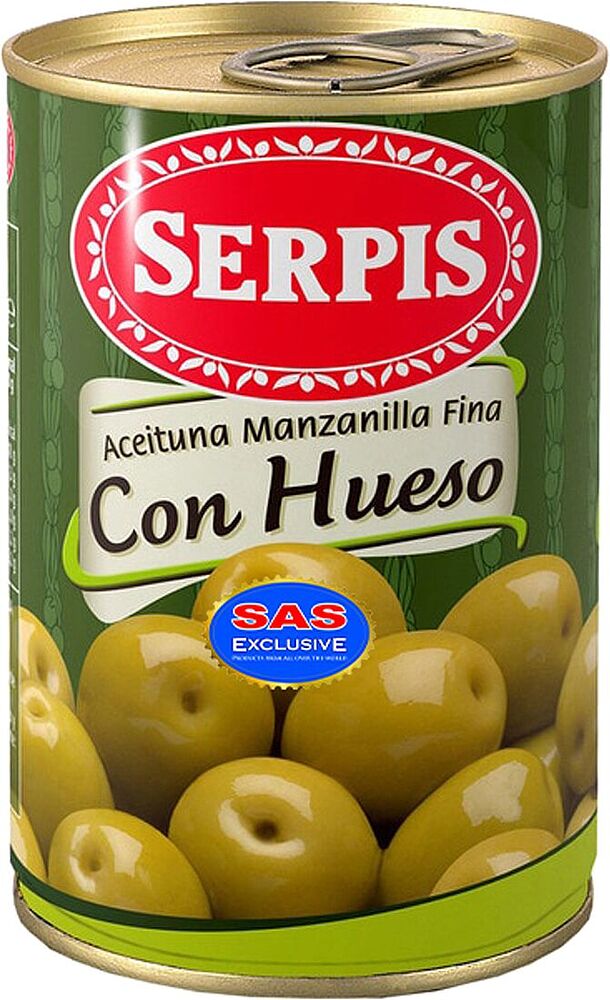 Оливки зеленые с косточкой "Serpis" 300г
