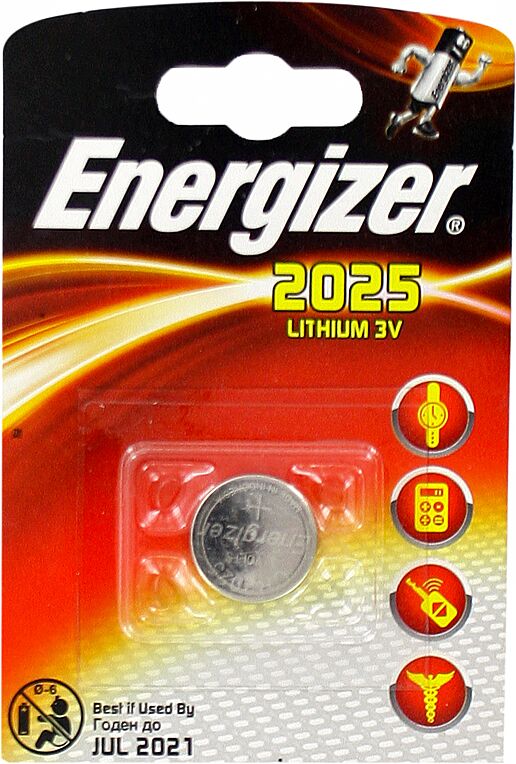 Литиевая батарейка "Energizer 2025 3V" 1шт
