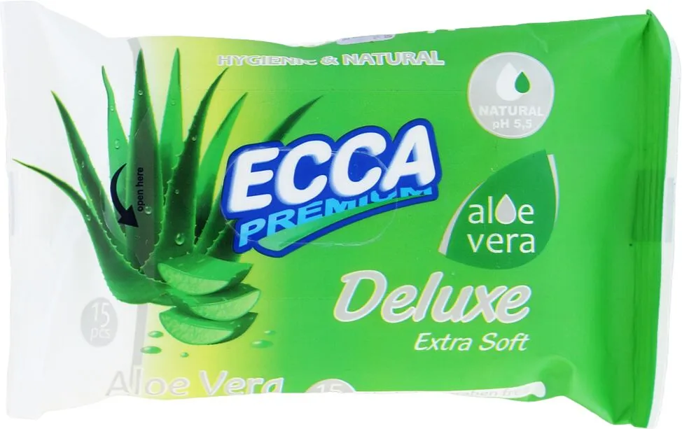 Салфетки влажные "Ecca Deluxe" 15шт