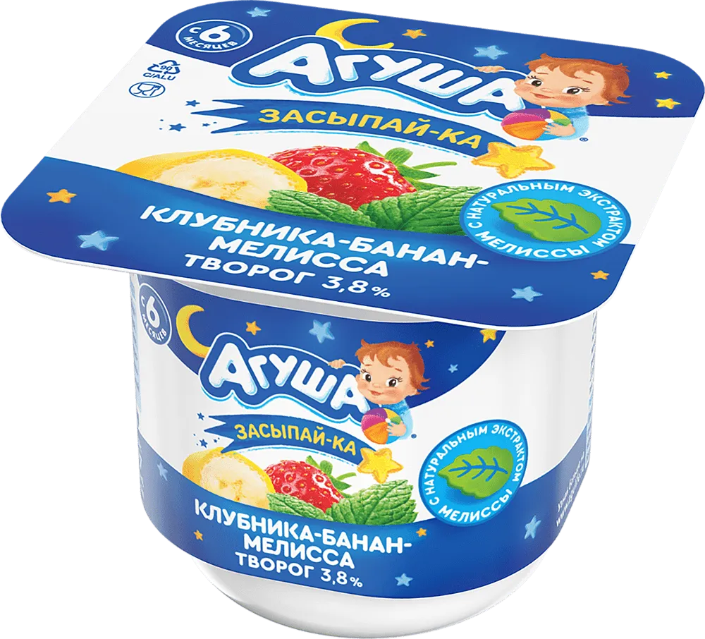 Curds with strawberry-banan-melissa "Agusha Zasipay-ka" 100g, richness:  3.8%