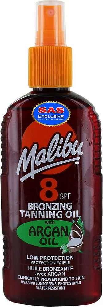 Tanning oil spray "Malibu Bronzing Tanning Oil 8 SPF" 200ml
