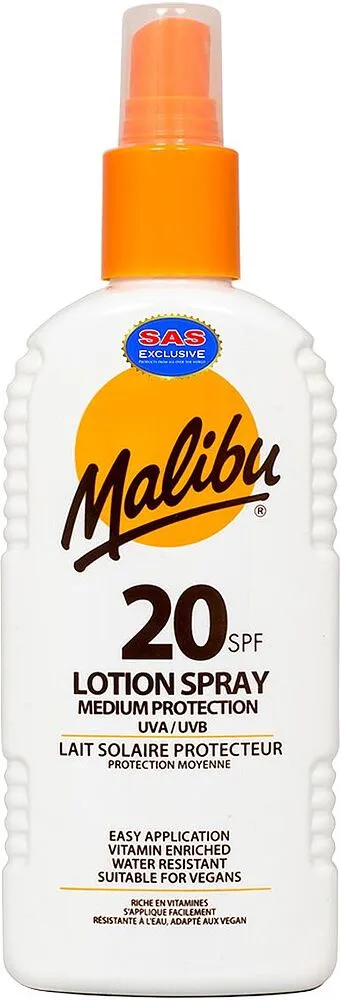 Солнцезащитный лосьон-спрей "Malibu 20 SPF" 200мл
