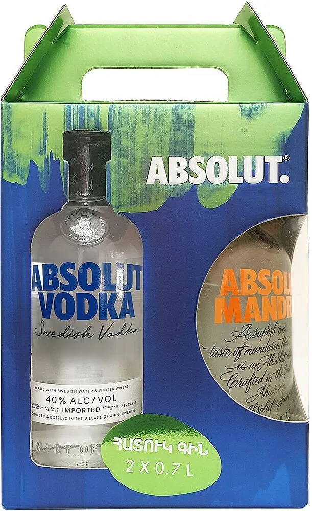 Vodka set "Absolut" 2×0.7l