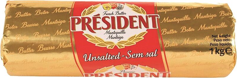 Масло сливочное  "President" 1кг, жирность: 82%