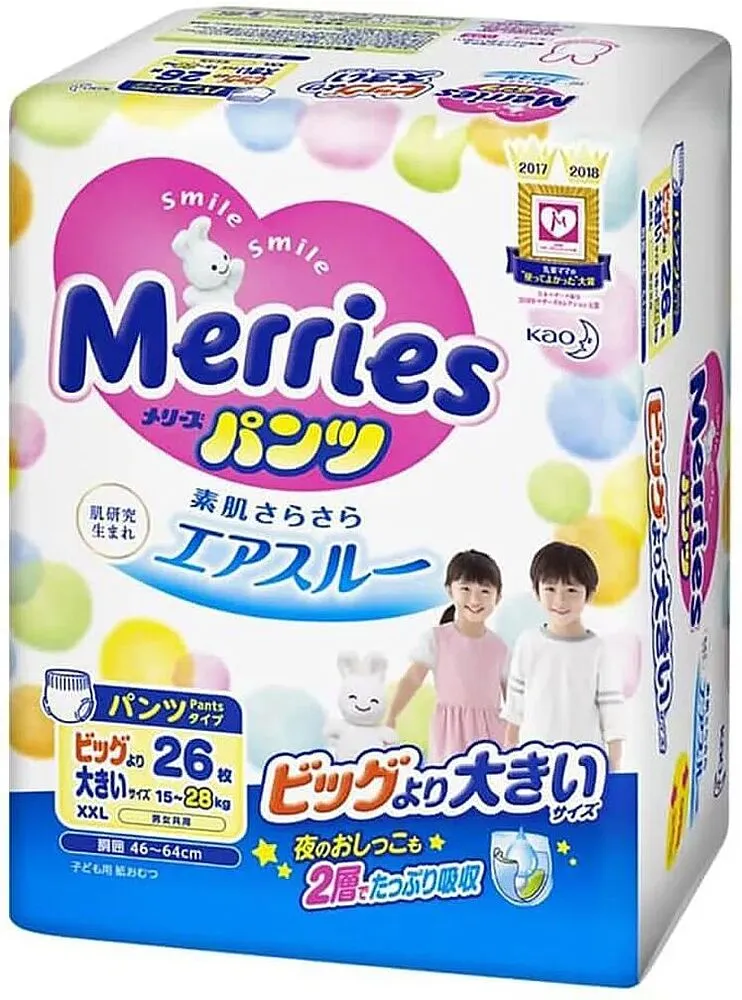 Panty - diapers "Merries XXL" 15-28kg, 26pcs