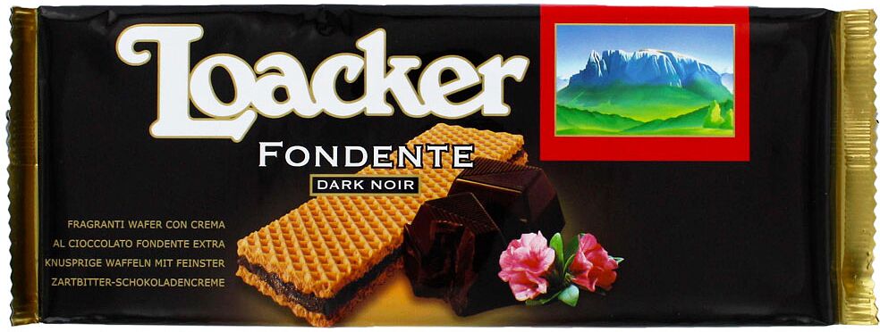 Вафли с начинкой темного шоколада "Loacker Fondente" 150г  