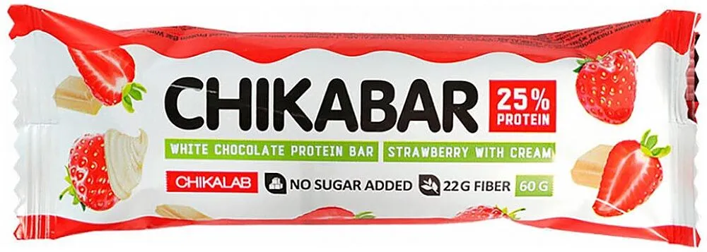 Протеиновый батончик "Chikalab Chikabar Srawberry & Cream" 60г