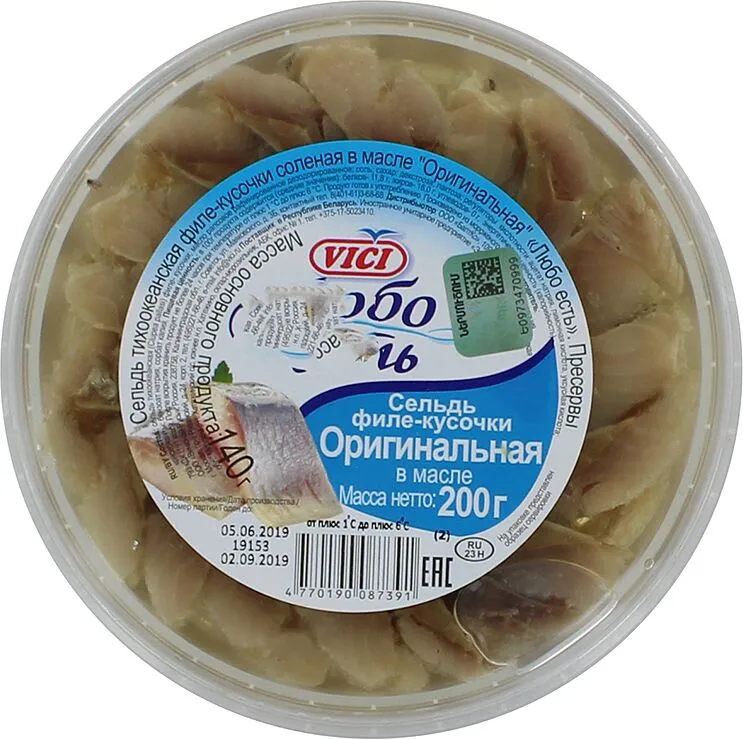 Herring in oil "Vici Любо Есть Оригинальная"  200г