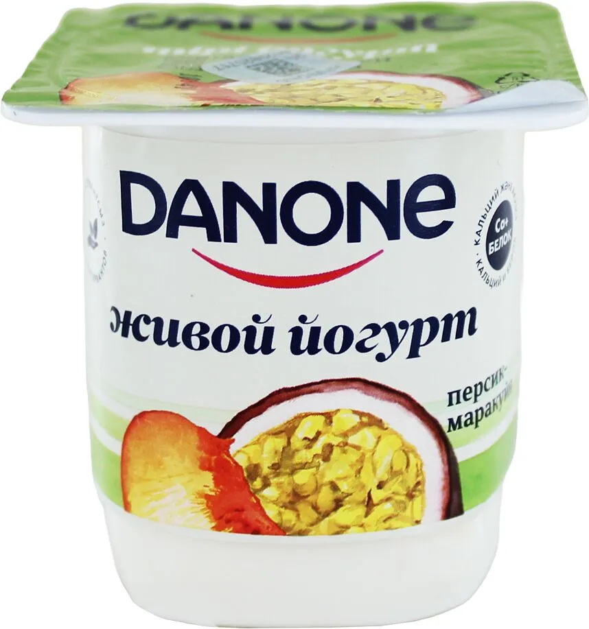 Yoghurt with peach & passion fruit "Danone" 120гg, richness: 2.5%
