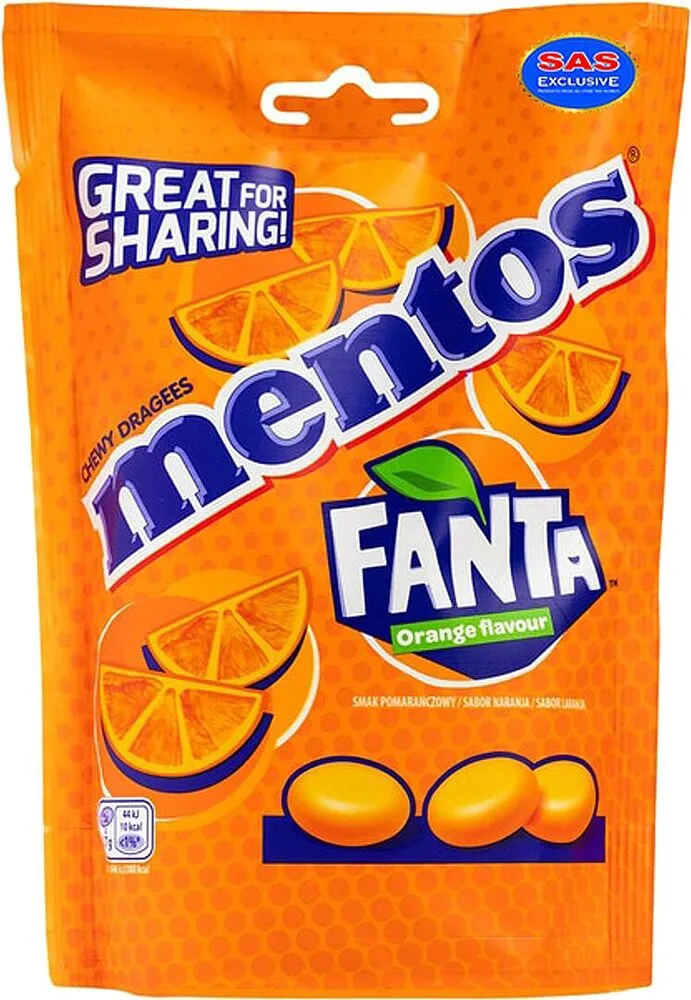 Драже "Mentos Fanta" 160г Апельсин