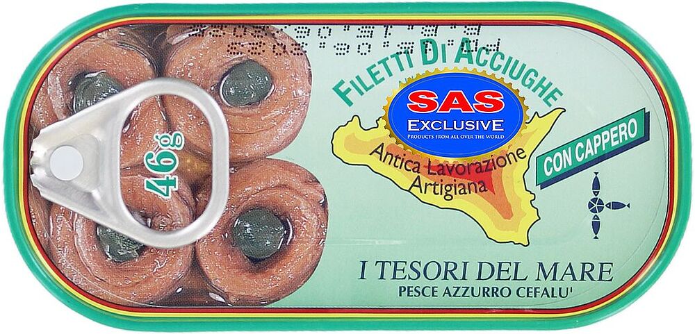 Anchovies with capers in oil "Pesce Azzurro Cefalu" 46g