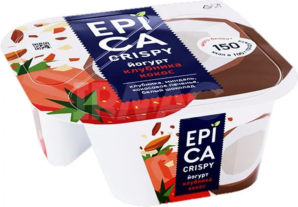 Yoghurt with strawberry & coconut "Epica" 138g, richness: 4.8%