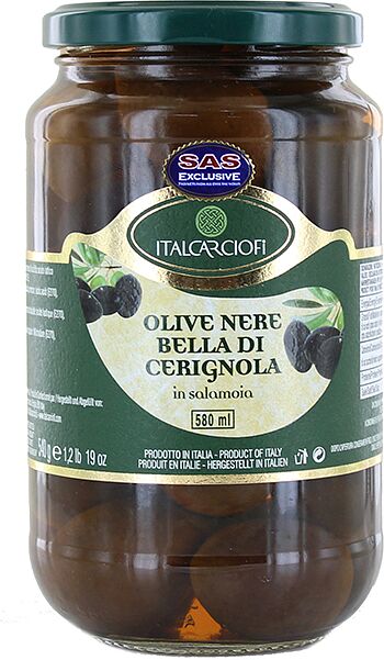 Оливки черные с косточкой "Italcarciofi" 540g