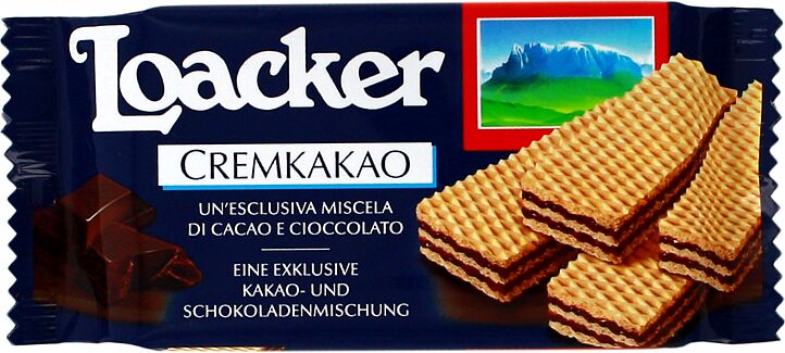 Вафли с начинкой из какао и шоколада "Loacker Cremkakao"  45г 