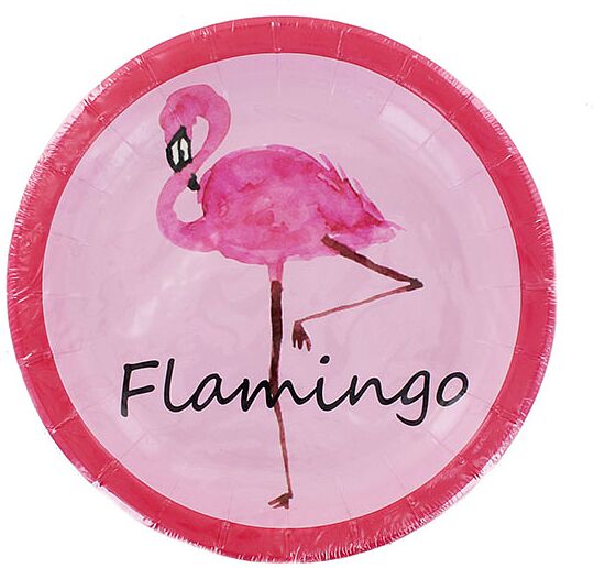 Тарелки бумажные маленькие одноразовые "Flamingo" 8шт.