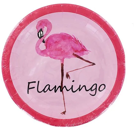 Disposable small paper plates "Flamingo" 8pcs. 