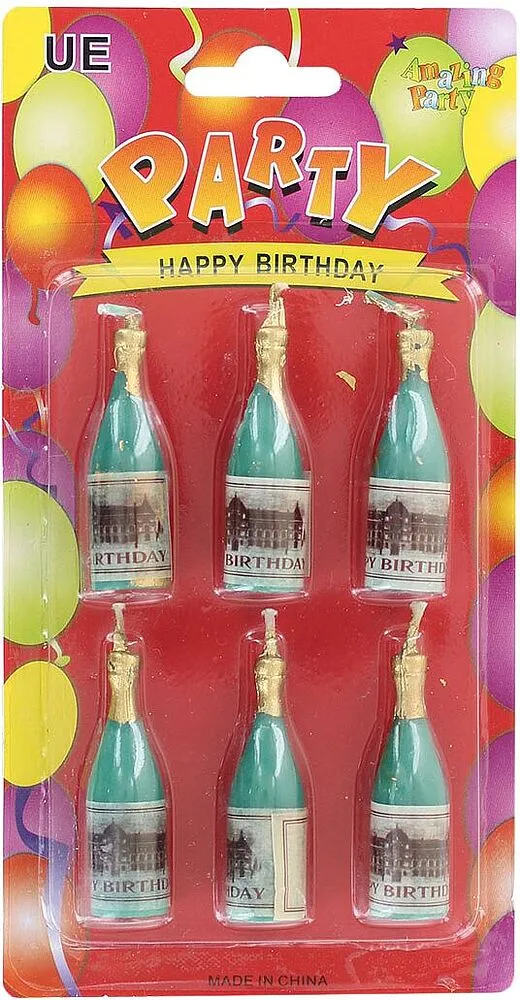 Birthday candle "Happy Birthday" 6 pcs