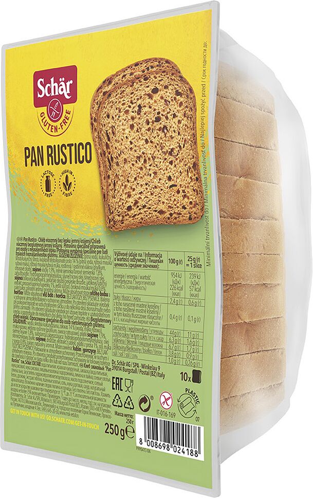 Bread gluten free "Schar Pan Rustico" 250g