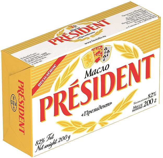 Butter "President" 200g, richness: 82% 