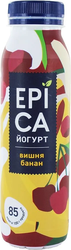 Drinking yoghurt with cherry & banana "Epica" 260g, richness: 2.5%