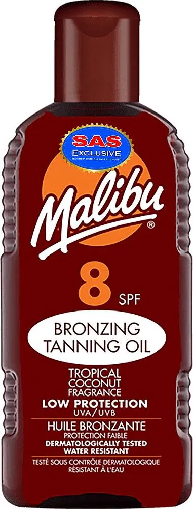 Масло для загара "Tropic by Malibu Bronzing Tanning Oil 8 SPF" 200мл
