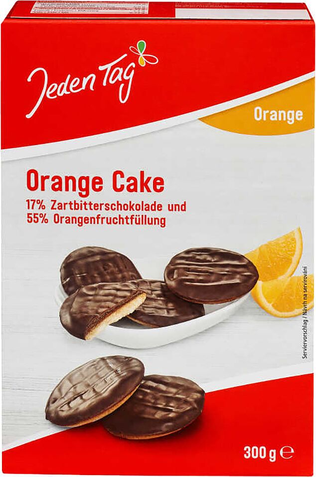 Թխվածքաբլիթ շոկոլադապատ «Jeden Tag Orange» 300գ
