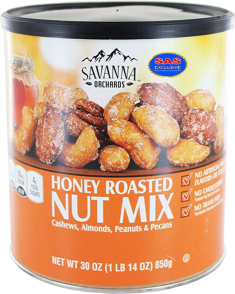 Ореховая смесь с медом жаренный "Savanna Ochards Gourmet" 850г