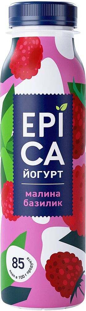 Питьевой йогурт со вкусом малины и базилика "Epica" 260мл, жирность: 2.5%