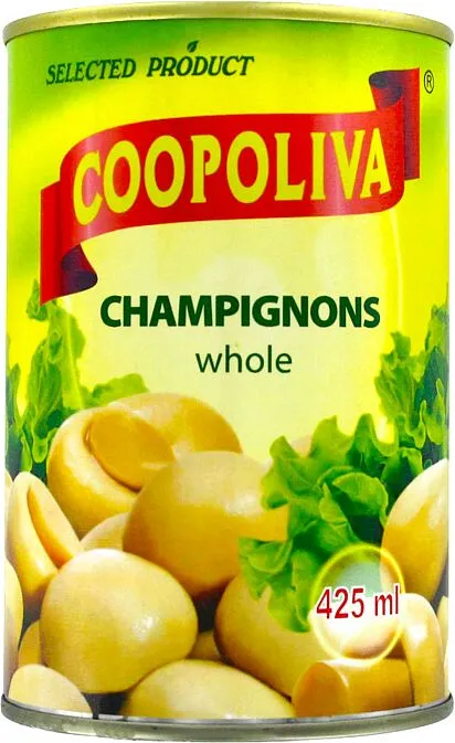 Шампиньоны маринованные целые "Coopoliva" 400г 