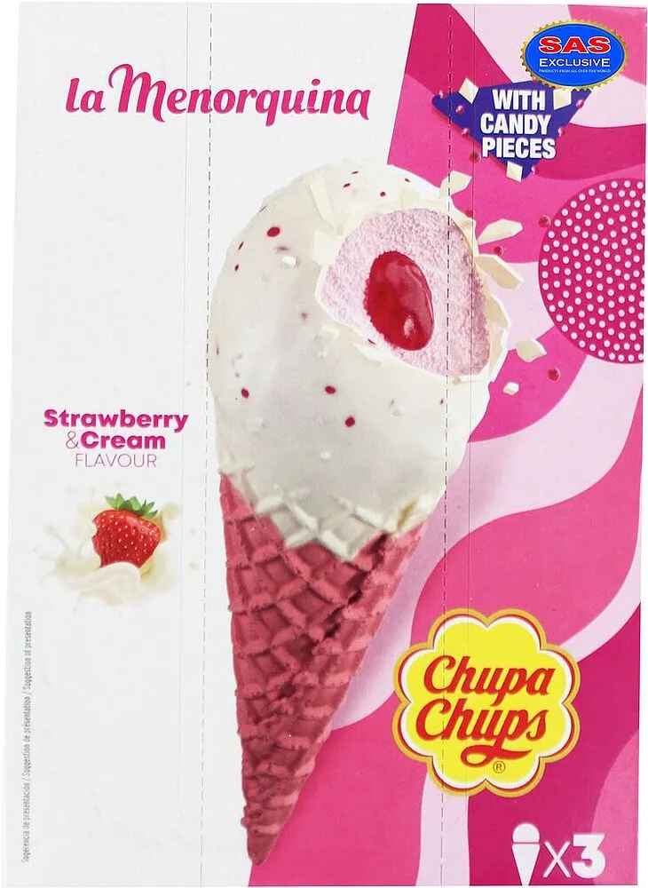 Strawberry & cream ice cream "Chupa Chups" 3*85g