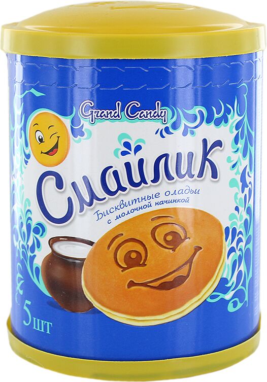 Бисквитные оладьи с молочной начинкой "Grand Candy Smaylik" 200г