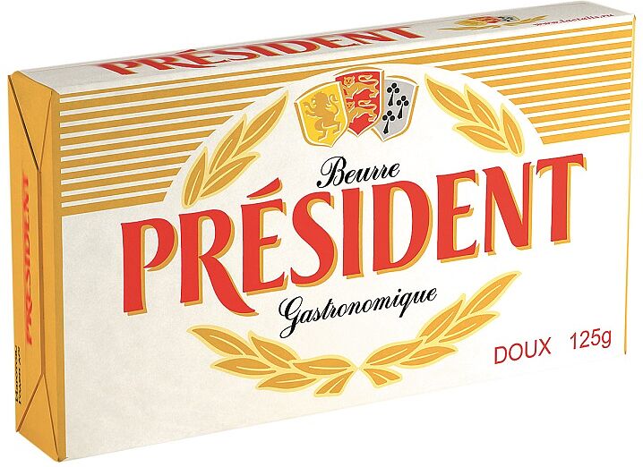 Масло сливочное  "President" 125г, жирность: 82%