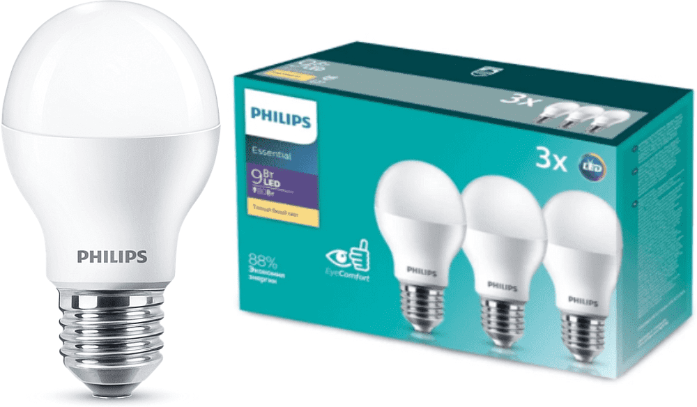 Լամպ LED «Philips 9W» 3հատ
