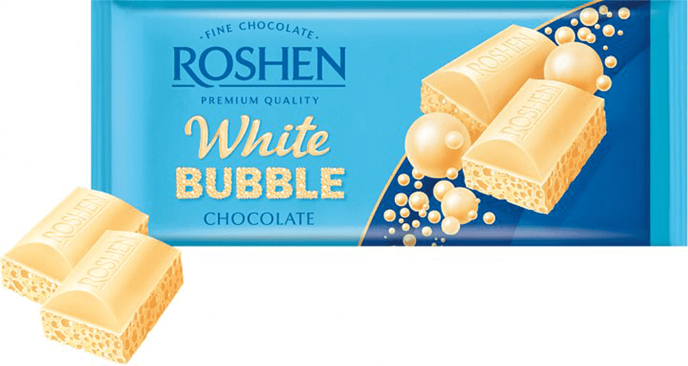 White chocolate bar "Roshen Bubble" 80g