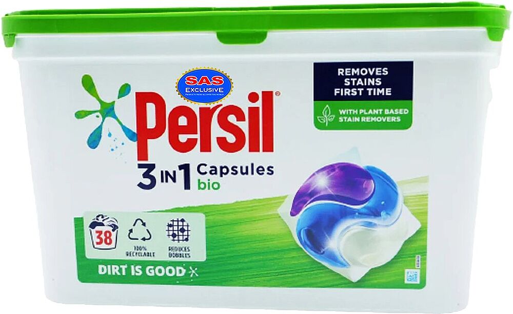 Լվացքի պարկուճներ «Persil Bio 3 in1» 38 հատ Ունիվերսալ
